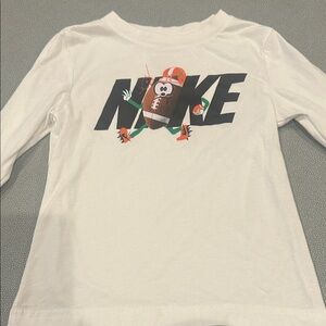 Nike Little Boys White Long Sleeve Tee with Football Graphic